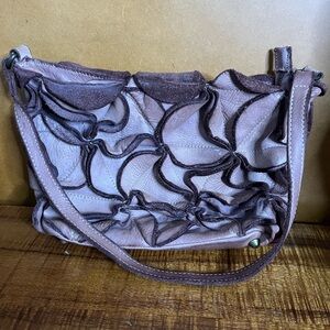 Chic Textured Leather Shoulder Bag in Brown